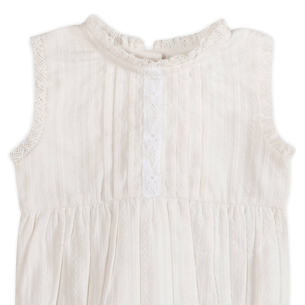 Viverano Organics - Organic Darie Striped Dobby White Baby Romper + Headband