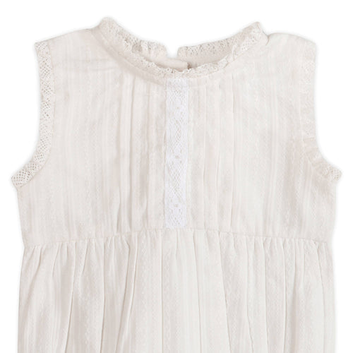 Viverano Organics - Organic Darie Striped Dobby White Baby Romper + Headband