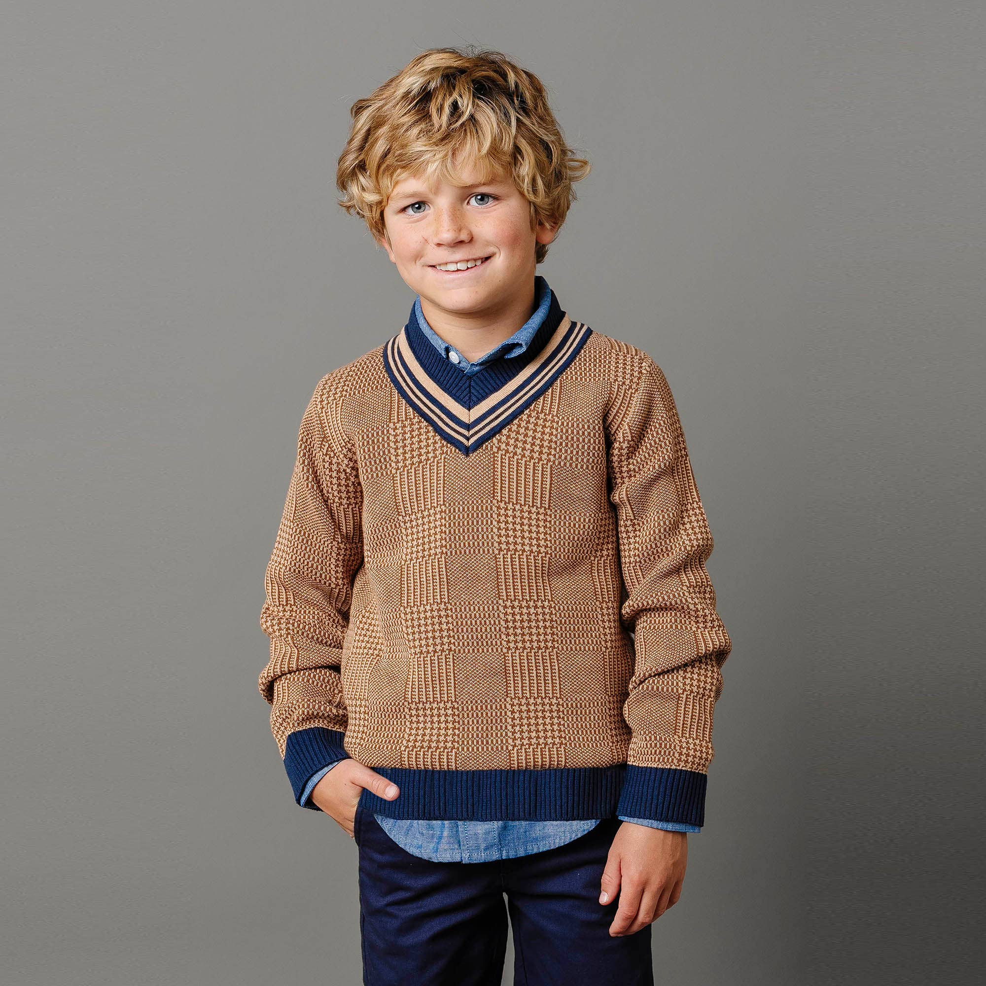 Hope and Henry - Organic Intarsia Cricket Boys Sweater