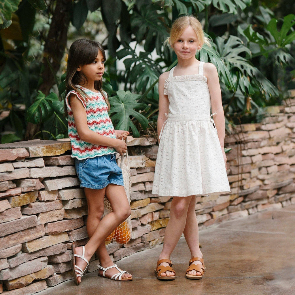 Hope and Henry - Organic Ivory Ruffle Cotton Eyelet Dress