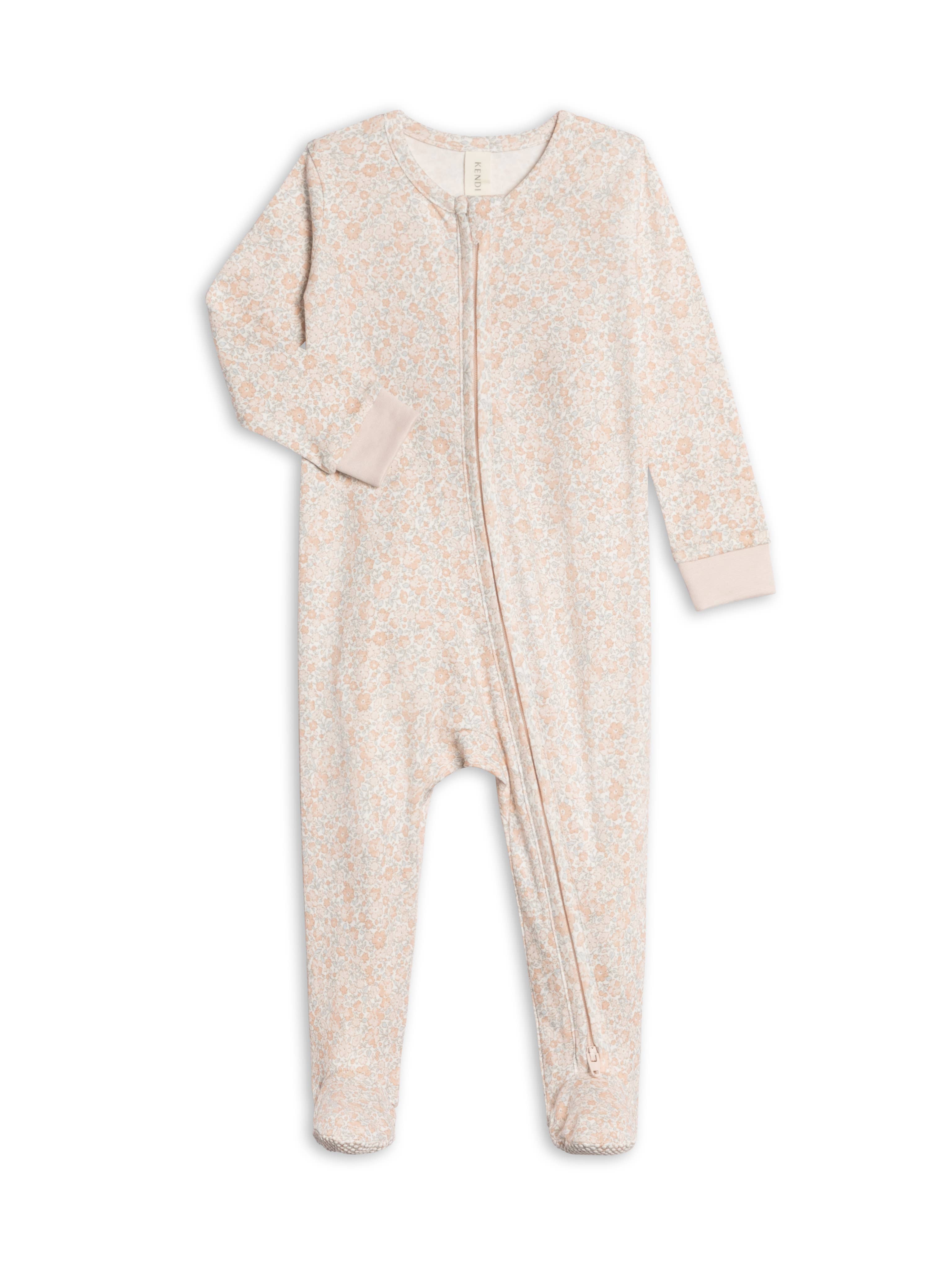 Garden of Hearts Pink Floral Sleeper- Colored Organics