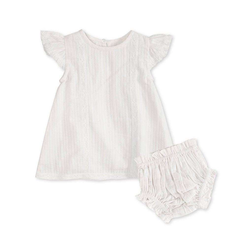 Viverano Organics - Organic Cotton Noelle Dobby A Line Baby Dress + Bloomer