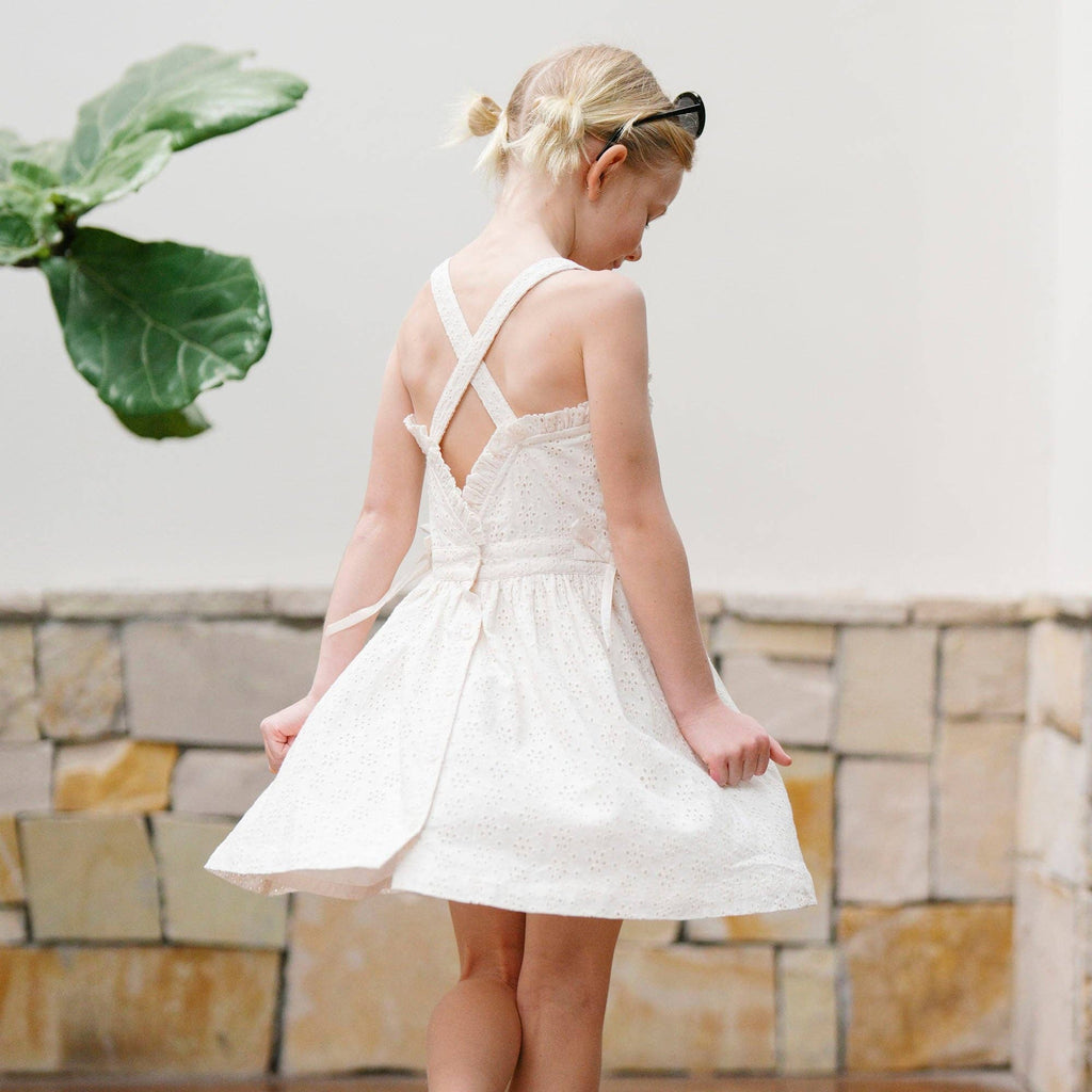 Hope and Henry - Organic Ivory Ruffle Cotton Eyelet Dress