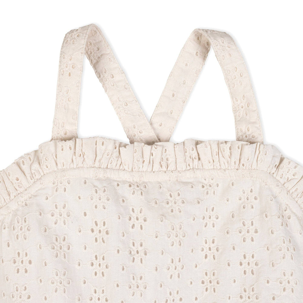 Hope and Henry - Organic Ivory Ruffle Cotton Eyelet Dress