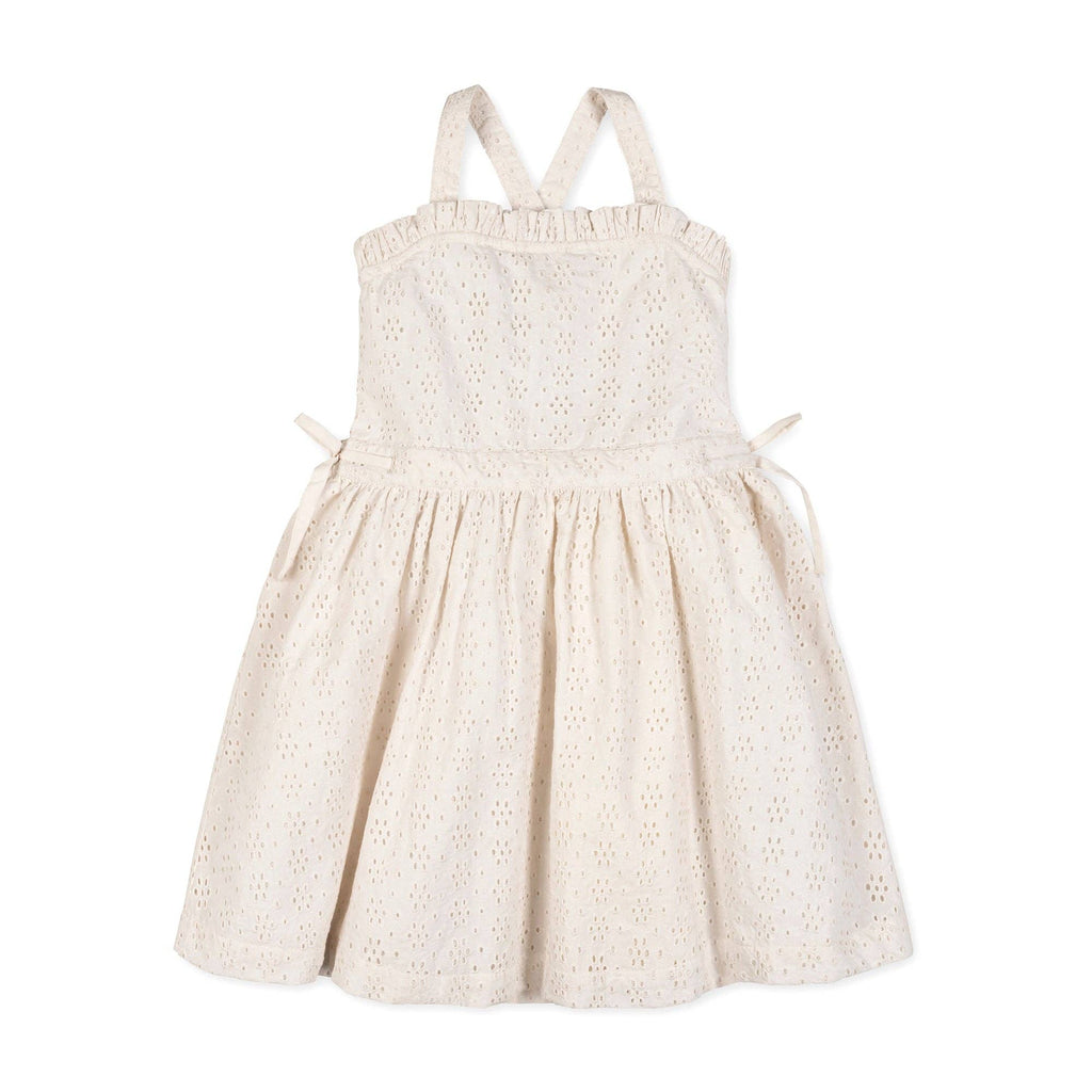 Hope and Henry - Organic Ivory Ruffle Cotton Eyelet Dress