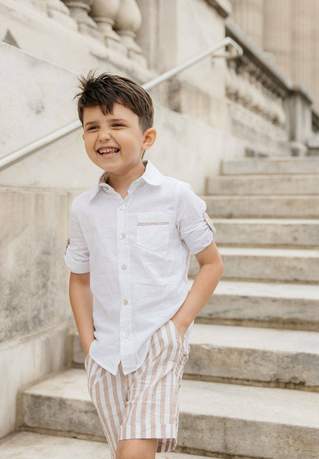 Petite Maison Kids - Ashton Linen Striped Shorts and Top Set