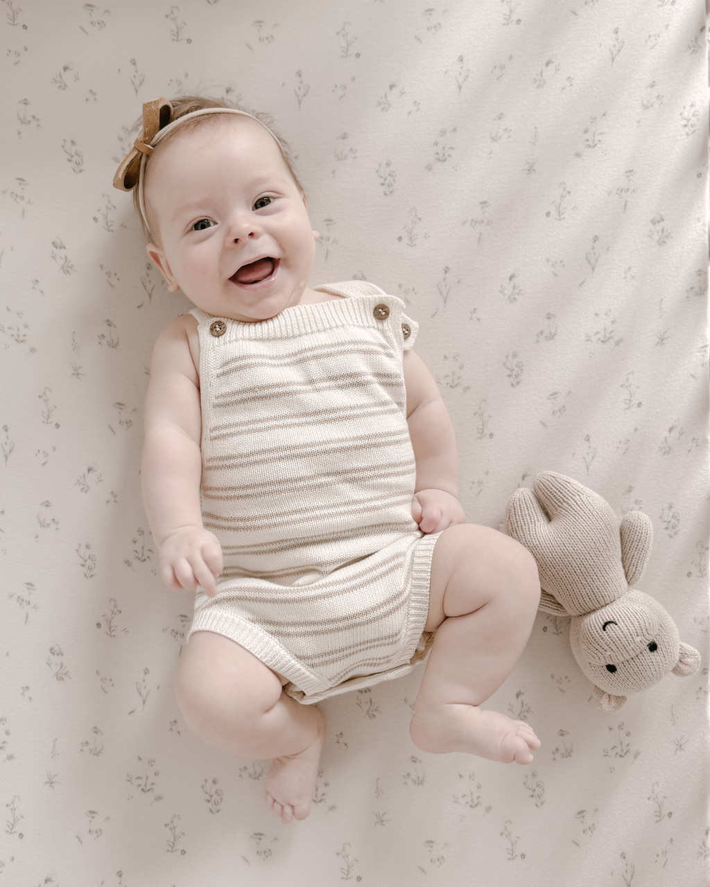 Dear Hayden - Organic Cotton Stripe Knit Bubble Romper