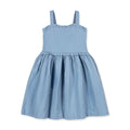 Hope and Henry - Organic Blue Ruffle Edge Seersucker Dress