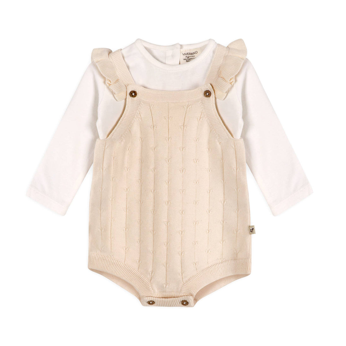 Viverano Organics - Organic Cotton Sleeveless Ruffle Knit Baby Romper & Bodysuit Set