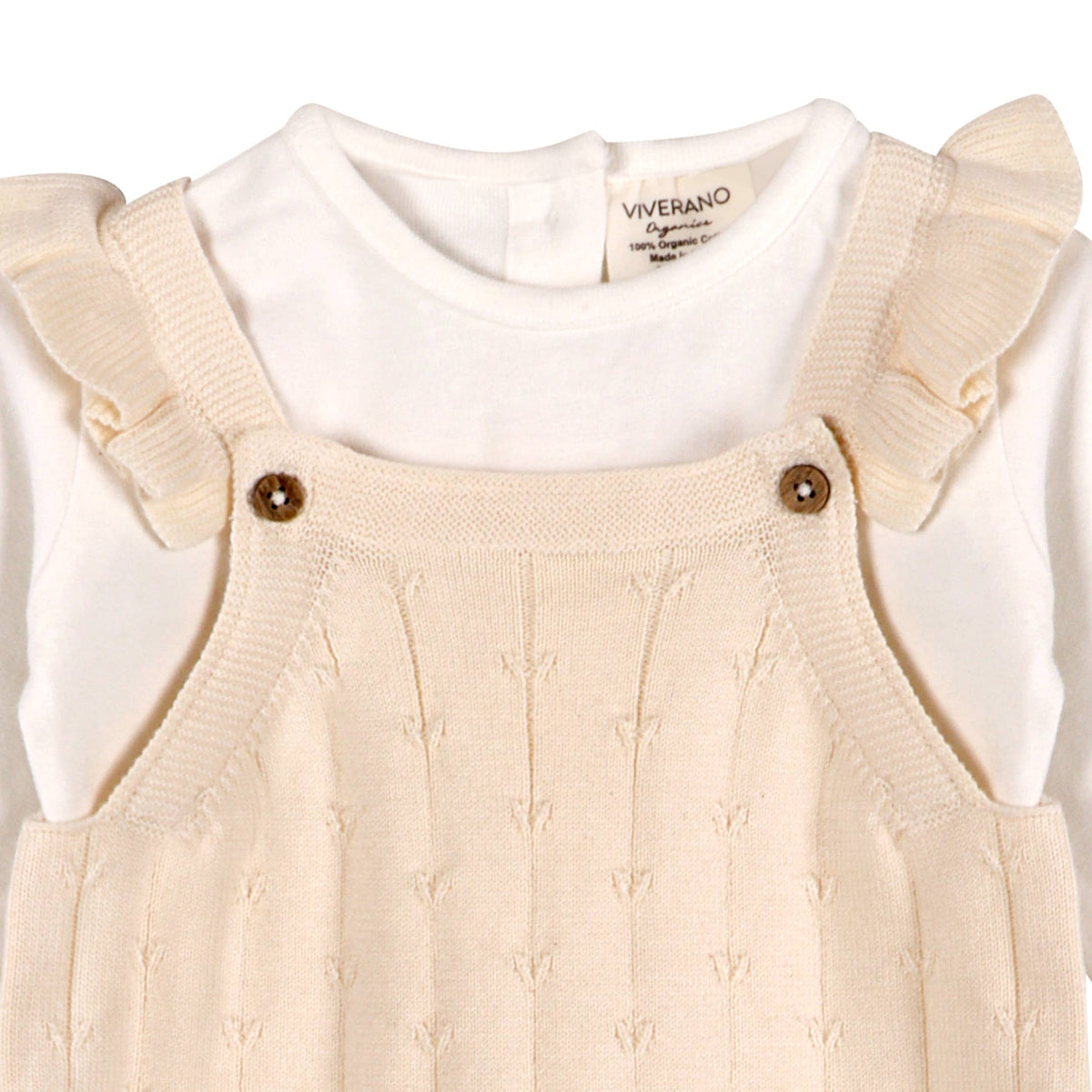 Viverano Organics - Organic Cotton Sleeveless Ruffle Knit Baby Romper & Bodysuit Set