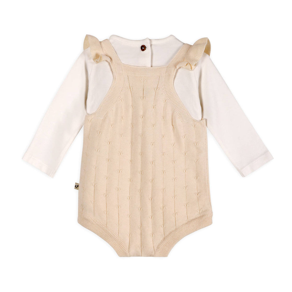 Viverano Organics - Organic Cotton Sleeveless Ruffle Knit Baby Romper & Bodysuit Set