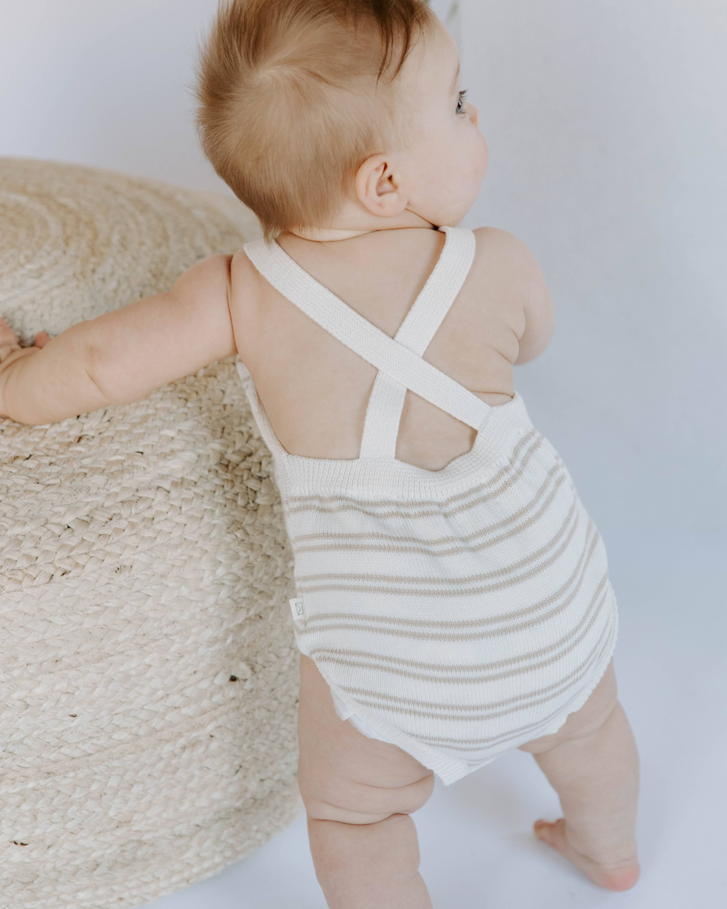 Dear Hayden - Organic Cotton Stripe Knit Bubble Romper