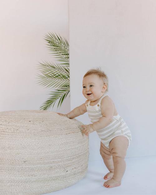 Dear Hayden - Organic Cotton Stripe Knit Bubble Romper